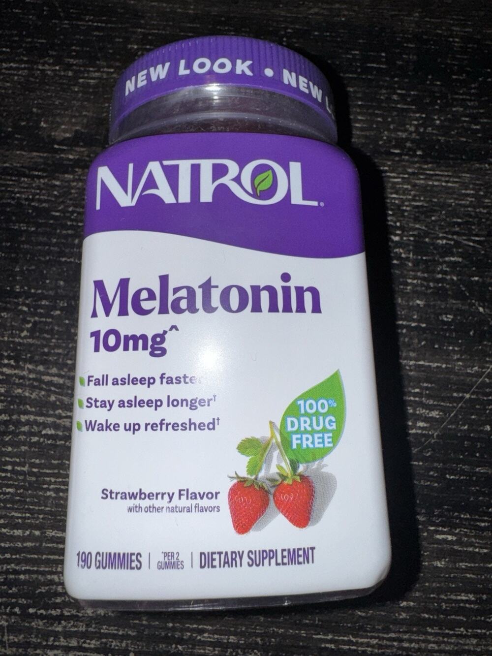 190 Melatonin Gummies 10 Mg Sleep Support, Strawberry-Flavored Adult